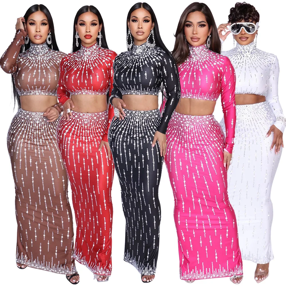 Crop Top Crochet - Set Wanita Atasan Crop Gambar Cetak