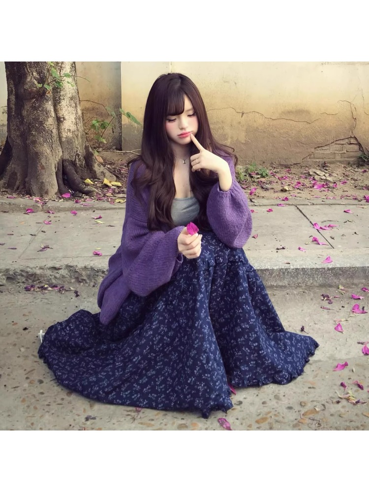 Midi Skirt Floral - Rok Midi Wanita Ukuran Besar Motif