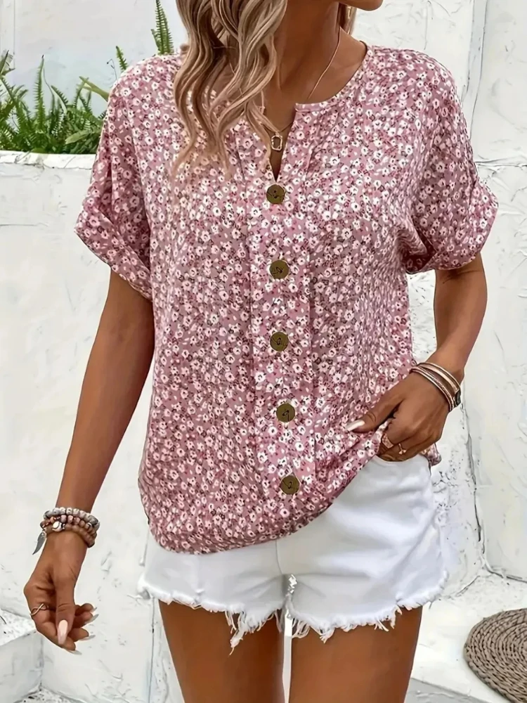Kemeja Wanita Ukuran Besar 202 - Romper Floral Print ulasan dan harga