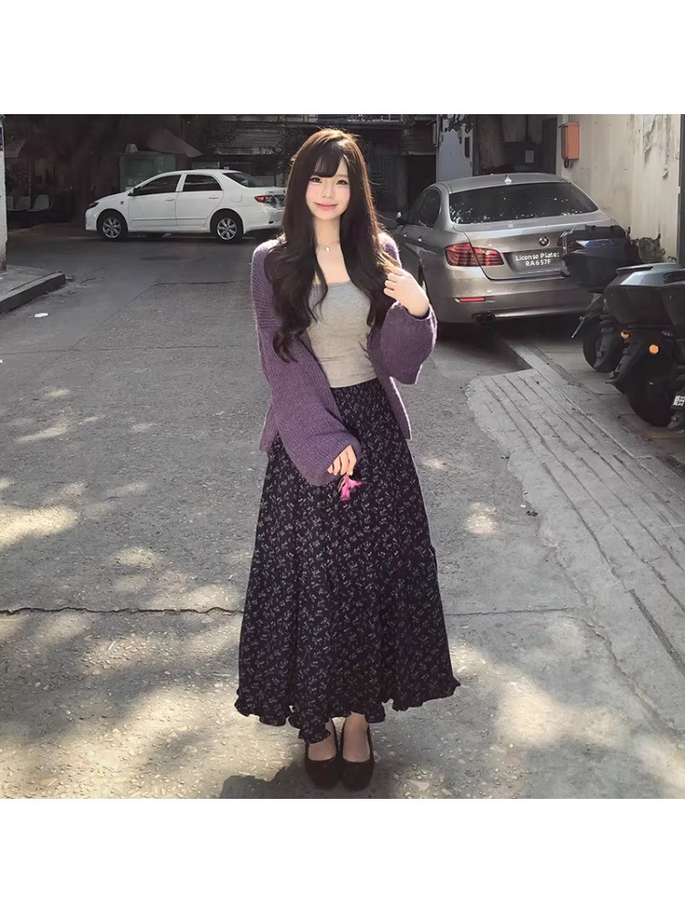 Rok Midi Wanita Ukuran Besar M - Midi Skirt Floral ulasan dan harga